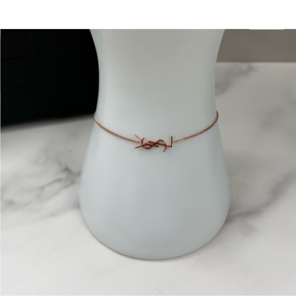 Yves Saint Laurent Rose Gold Cassandre Logo Bracelet